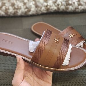 Pedro Brown Slide Sandals Size 38 New Without Box